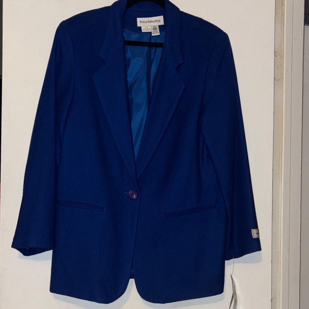 Women's Blue Blazer “Norton McNaughton” 100% Wool Vintage
